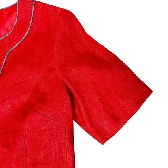 Pendleton Orange Red Woolen Mills Short Sleeve Linen Shift Dress Size 6 - Picture 4 of 12